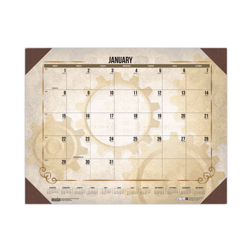 Image of House Of Doolittle™ Recycled Vintage Desk Pad Calendar, Vintage Artwork, 22 X 17, Sepia Sheets, Brown Corners, 12-Month (Jan-Dec): 2024