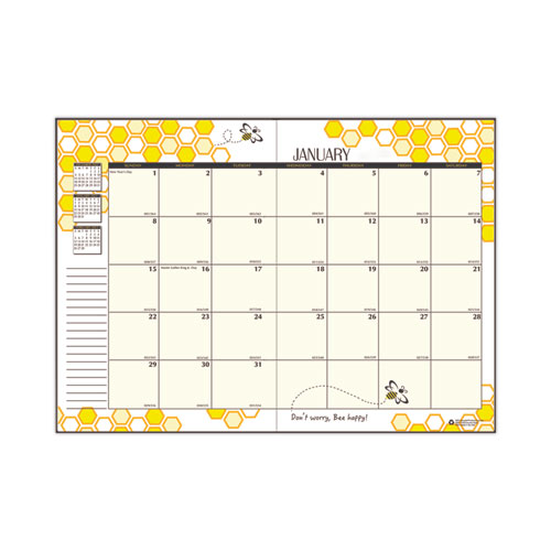 Image of House Of Doolittle™ Recycled Honeycomb Monthly Planner, Honeycomb Artwork, 11 X 7, Black/Gold Cover, 12-Month (Jan To Dec): 2024