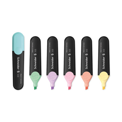 Image of Schneider® Job Pastel Highlighters, Chisel Tip (1Mm/5Mm), Assorted Ink Colors, Black/Assorted Barrel Colors, 6/Pack