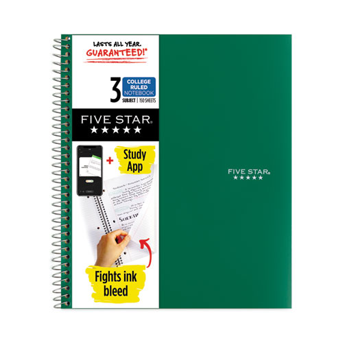 Image of Wirebound Notebook, 3 Subject, Medium/College Rule, Randomly Assorted Covers, 11 x 8.5, 150 Sheets