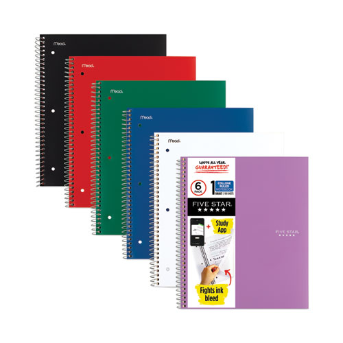 Wirebound Notebook, 1-Subject, Medium/College Rule, Randomly Assorted Cover Color, (100) 11 x 8.5 Sheets, 6/Pack