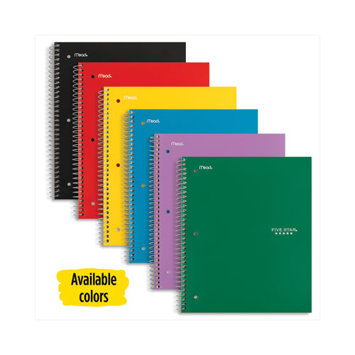 Wirebound Notebook, 1-Subject, Wide/Legal Rule, Assorted Cover Colors, (100) 10.5 x 8 Sheets, 6/Pack