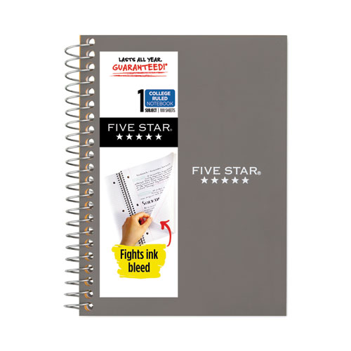Image of Five Star® Wirebound Notebook With Two Pockets, 1-Subject, Medium/College Rule, Randomly Assorted Cover Color, (100) 7 X 4.38 Sheets