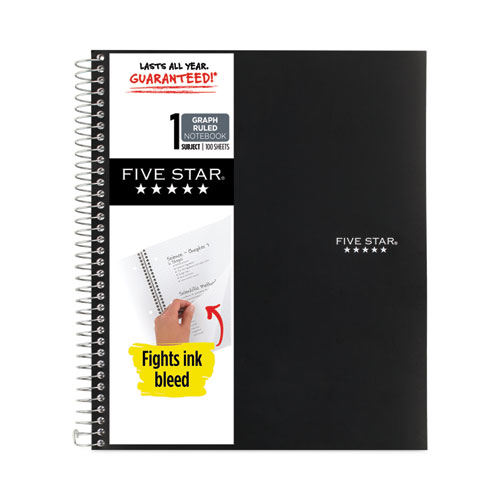 Image of Five Star® Wirebound Notebook With 2 Pockets, 1-Subject, Quadrille Rule (4 Sq/In), Randomly Assorted Cover Color, (100) 11 X 8.5 Sheets
