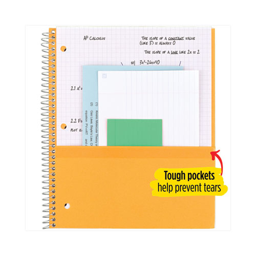 Image of Five Star® Wirebound Notebook With 2 Pockets, 1-Subject, Quadrille Rule (4 Sq/In), Randomly Assorted Cover Color, (100) 11 X 8.5 Sheets
