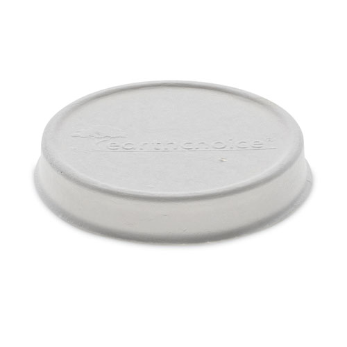Image of EarthChoice Compostable Soup Cup Lid, For 8-16 oz Soup Cups, 4" Diameter, White, Sugarcane, 500/Carton