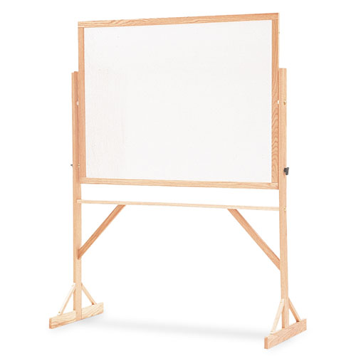 Reversible Marker Board, 72 X 48, White Surface, Oak Frame