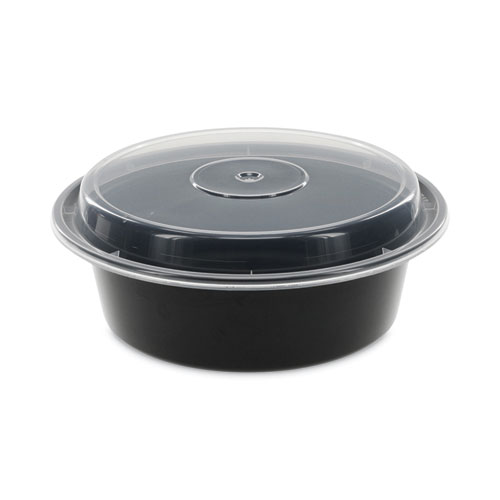 Pactiv Evergreen Newspring Versatainer Microwavable Containers, 32 Oz, 7 Diameter X 2 H, Black/Clear, Plastic, 150/Carton