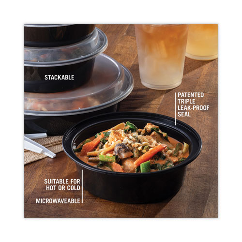 Newspring VERSAtainer Microwavable Containers, 32 oz, 7 Diameter x 2 h, Black/Clear, Plastic, 150/Carton