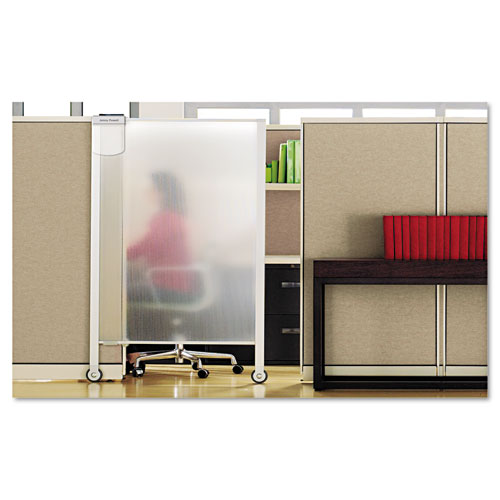Premium Workstation Privacy Screen, 38w x 64d, Translucent Clear/Silver | by Plexsupply