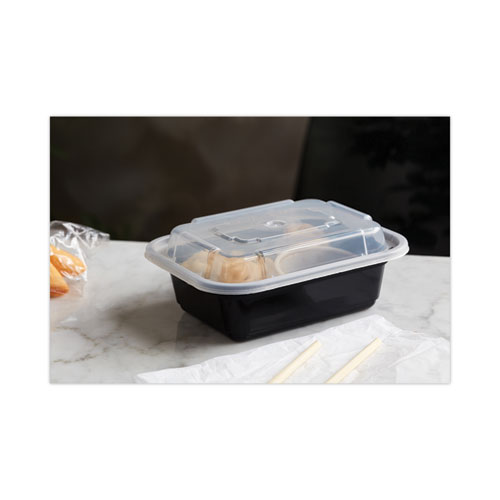 Image of Pactiv Evergreen Newspring Versatainer Microwavable Containers, 12 Oz, 4.5 X 5.5 X 1.75, Black/Clear, Plastic, 150/Carton