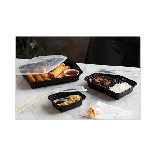 Image of Pactiv Evergreen Newspring Versatainer Microwavable Containers, 12 Oz, 4.5 X 5.5 X 1.75, Black/Clear, Plastic, 150/Carton