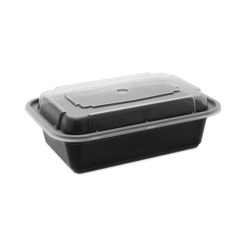 Newspring VERSAtainer Microwavable Containers, 24 oz, 5 x 7.25 x 2, Black/Clear, Plastic, 150/Carton