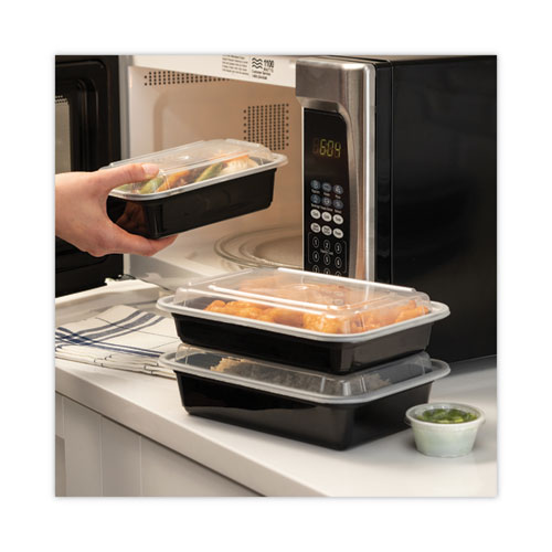 Newspring VERSAtainer Microwavable Containers, 24 oz, 5 x 7.25 x 2, Black/Clear, Plastic, 150/Carton