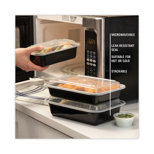 Image of Pactiv Evergreen Newspring Versatainer Microwavable Containers, 38 Oz, 6 X 8.5 X 2, Black/Clear, Plastic, 150/Carton