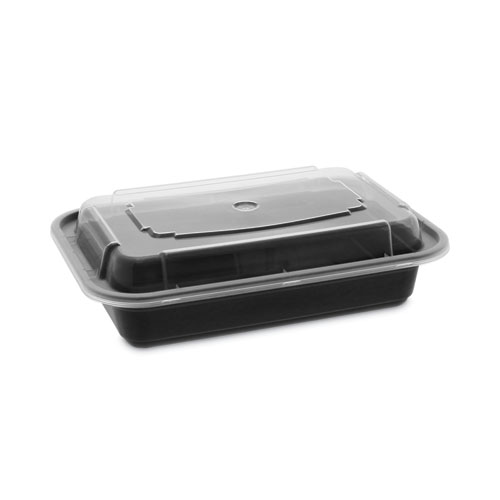 Pactiv Evergreen Newspring Versatainer Microwavable Containers, 16 Oz, 5 X 7.25 X 1.5, Black/Clear, Plastic, 150/Carton