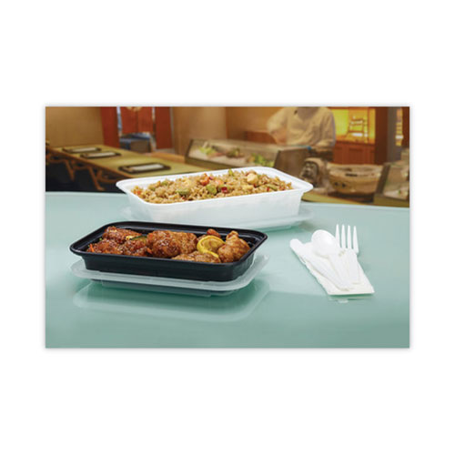 Newspring VERSAtainer Microwavable Containers, 16 oz, 5 x 7.25 x 1.5, Black/Clear, Plastic, 150/Carton