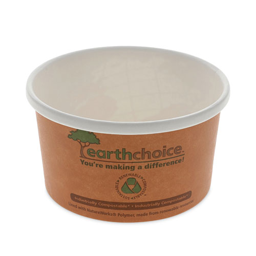 Pactiv Evergreen Earthchoice Compostable Soup Cup, Small, 8 Oz, 3 X 3 X 3, Brown, Paper, 500/Carton