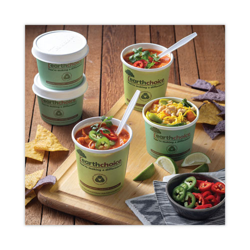 Image of Pactiv Evergreen Earthchoice Compostable Soup Cup, Medium, 12 Oz, 3.63" Diameter X 3.63"H, Teal, Paper, 500/Carton