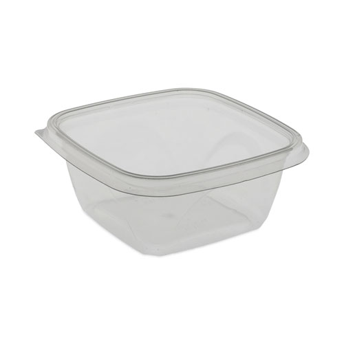 Pactiv Evergreen EarthChoice Square Recycled Bowl, 16 oz, 5 x 5 x 1.75, Clear, Plastic, 504/Carton