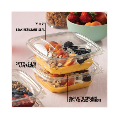 Image of Pactiv Evergreen Earthchoice Recycled Pet Container Lid, For 24-32 Oz Container Bases, 7.38 X 7.38 X 0.82, Clear, Plastic, 300/Carton
