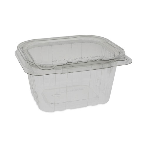 EarthChoice Tamper Evident Recycled Hinged Lid Deli Container, 16 oz, 5.38 x 4.5 x 2.63, Clear, Plastic, 304/Carton