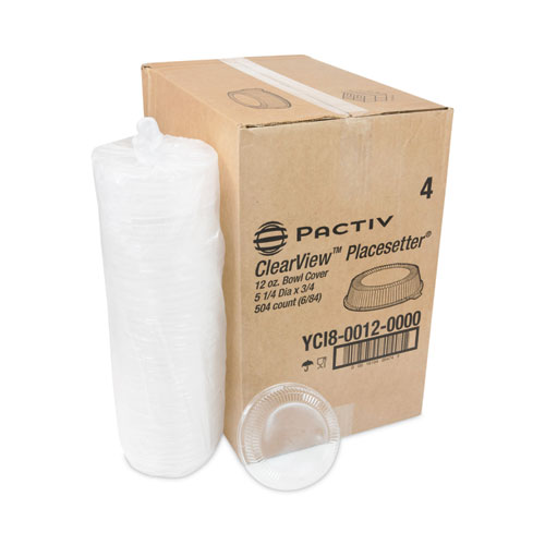 Image of Pactiv Evergreen Clearview Dome-Style Lid With Tabs, Fluted, 8.88 X 8.88 X 0.75, Clear, Plastic, 504/Carton
