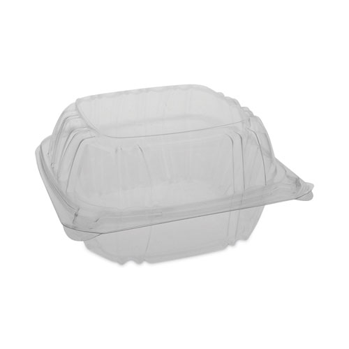 Image of Pactiv Evergreen Sensation Smartlock Hinged Lid Container, 5.74 X 5.95 X 3.1, Clear, Plastic, 500/Carton