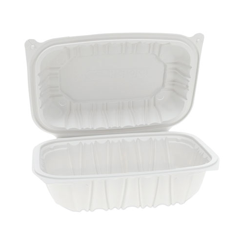 EarthChoice Vented Microwavable MFPP Hinged Lid Container, 9 x 6 x 3.1, White, Plastic, 170/Carton