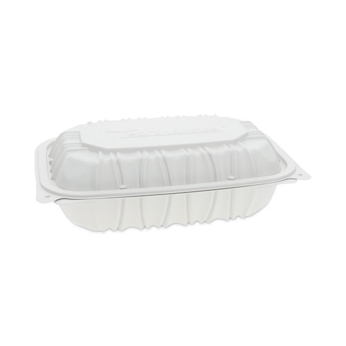 Image of Pactiv Evergreen Earthchoice Vented Microwavable Mfpp Hinged Lid Container, 9 X 6 X 2.75, White, Plastic, 170/Carton