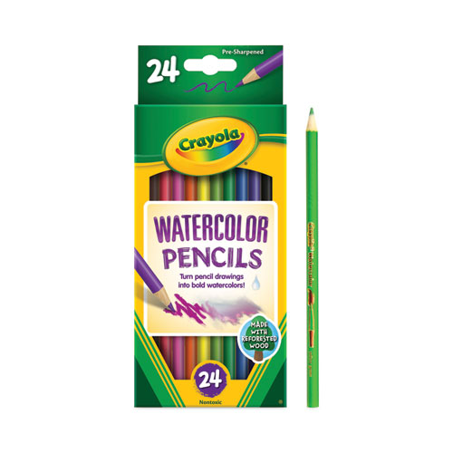 Watercolor Pencil Set, 3.3 mm, 2B, Assorted Lead and Barrel Colors, 24/Pack