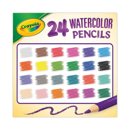 Image of Crayola® Watercolor Pencil Set, 3.3 Mm, 2B (#1), Assorted Lead/Barrel Colors, 24/Pack