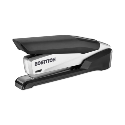 Image of InPower Spring-Powered Desktop Stapler with Antimicrobial Protection, 28-Sheet Capacity, Black/Silver