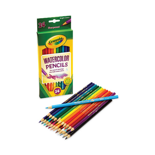 Image of Crayola® Watercolor Pencil Set, 3.3 Mm, 2B (#1), Assorted Lead/Barrel Colors, 24/Pack