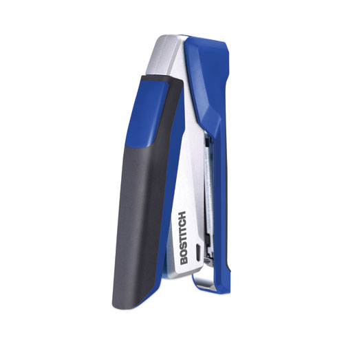 Image of Bostitch® Inpower Spring-Powered Desktop Stapler With Antimicrobial Protection, 28-Sheet Capacity, Blue/Silver