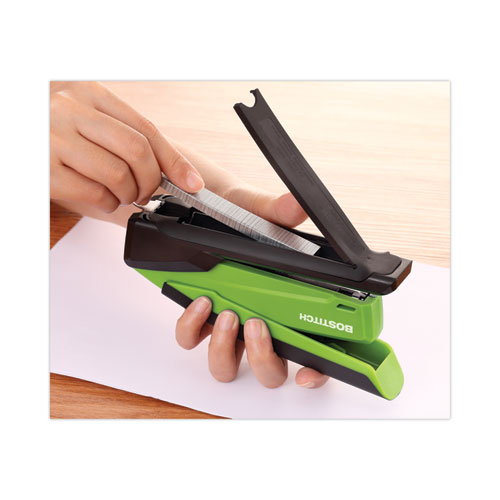 Image of Bostitch® Inpower Spring-Powered Desktop Stapler With Antimicrobial Protection, 20-Sheet Capacity, Green/Black