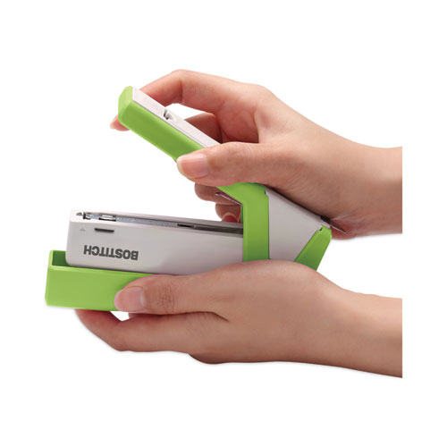 Image of Bostitch® Injoy Spring-Powered Compact Stapler, 20-Sheet Capacity, Green