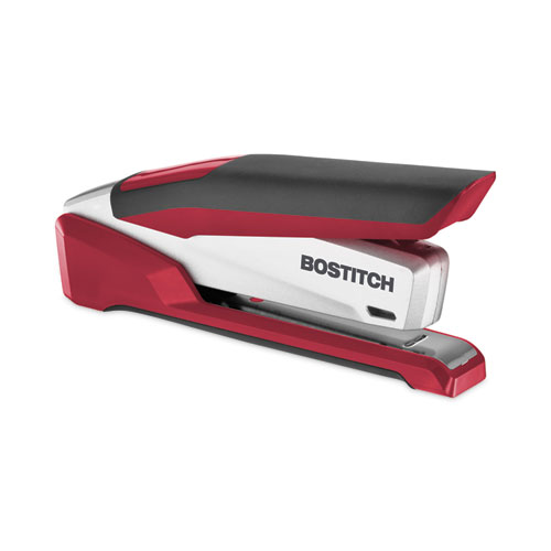 Image of Bostitch® Inpower Spring-Powered Desktop Stapler With Antimicrobial Protection, 28-Sheet Capacity, Red/Silver