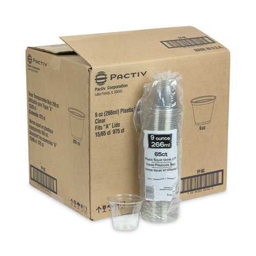 Image of Pactiv Evergreen Earthchoice Recycled Clear Plastic Cold Cups, 9 Oz, Clear, 975/Carton
