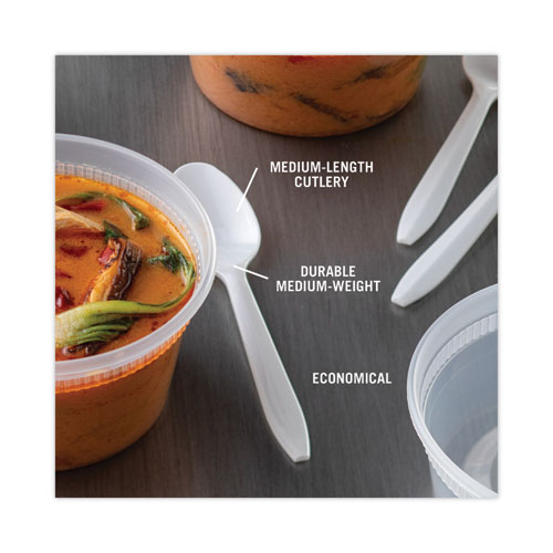 Image of Pactiv Evergreen Fieldware Cutlery, Spoon, Mediumweight, White, 1,000/Carton