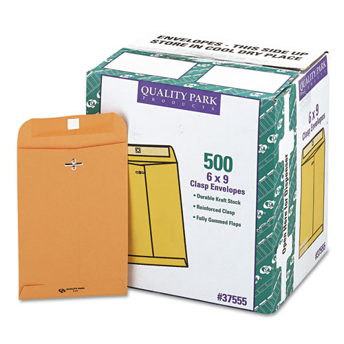 Clasp Envelope, #55, Cheese Blade Flap, Clasp/Gummed Closure, 6 x 9, Brown Kraft, 500/Carton | by Plexsupply