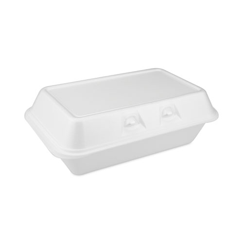 Image of Pactiv Evergreen Smartlock Foam Hinged Lid Container, Medium, 8.75 X 5.5 X 3, White, 220/Carton