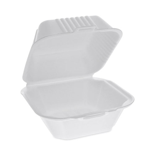 Pactiv Evergreen SmartLock Foam Hinged Lid Container, Sandwich, 5.75 x 5.75 x 3.25, White, 504/Carton