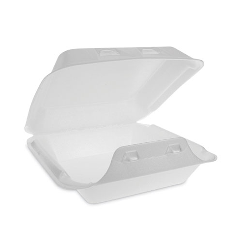SmartLock Foam Hinged Lid Container, Medium, 8 x 8 x 3, White, 150/Carton