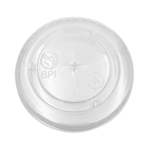 Image of Pactiv Evergreen Earthchoice Compostable Cold Cup Lid With Straw Slot For A Cups, Fits 7, 9, 20 Oz A Cups, 1,020/Carton