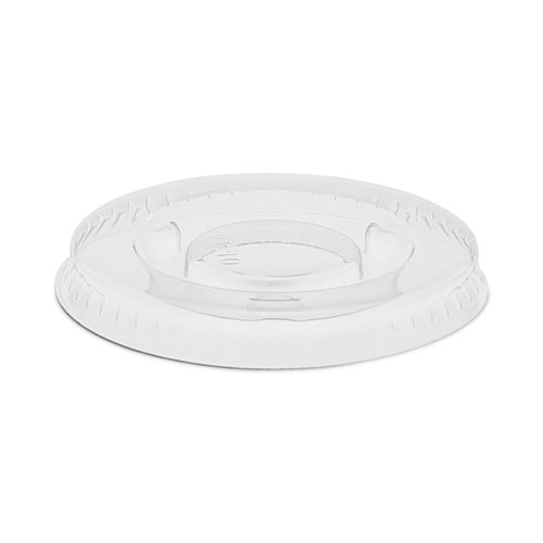Image of Pactiv Evergreen Plastic Portion Cup Lid, Fits 0.5 Oz To 1 Oz Cups, Clear, 100/Sleeve, 25 Sleeves/Carton