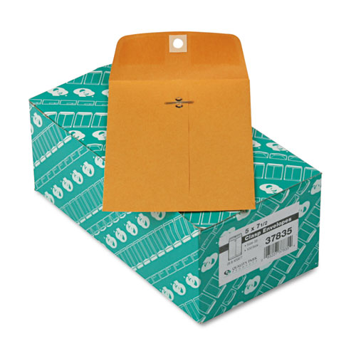 Clasp Envelope, #35, Cheese Blade Flap, Clasp/Gummed Closure, 5 x 7.5, Brown Kraft, 100/Box | by Plexsupply
