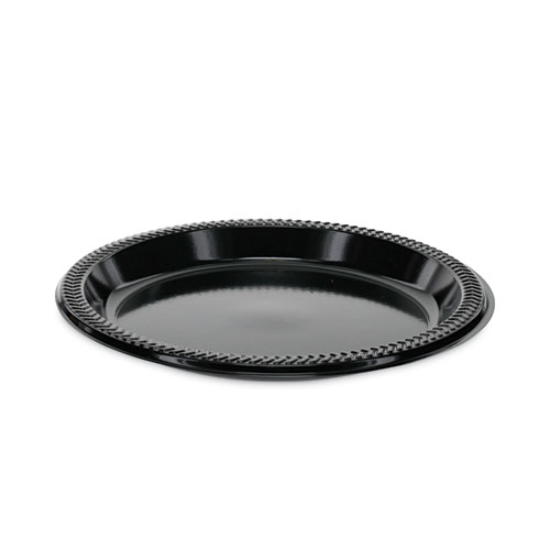 Image of Pactiv Evergreen Prairieware Impact Plastic Dinnerware, Plate, 8.88" Dia, Black, 400/Carton