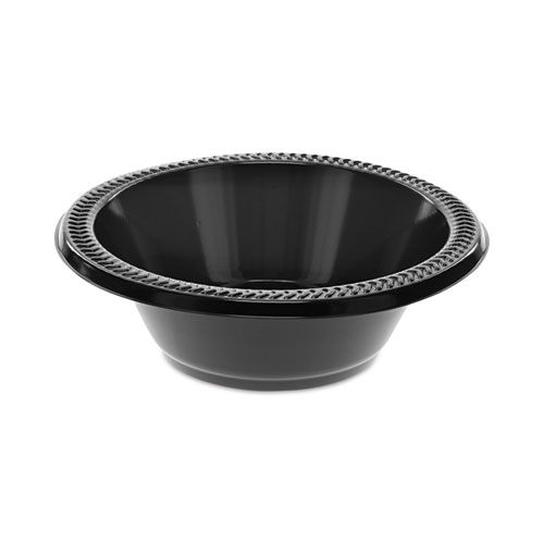 Pactiv Evergreen Prairieware Impact Plastic Dinnerware, Bowl, 12 oz, 5" dia, Black, 1,000/Carton