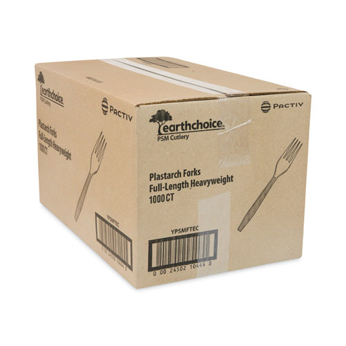 Image of Pactiv Evergreen Earthchoice Psm Cutlery, Heavyweight, Fork, 6.88", Tan, 1,000/Carton